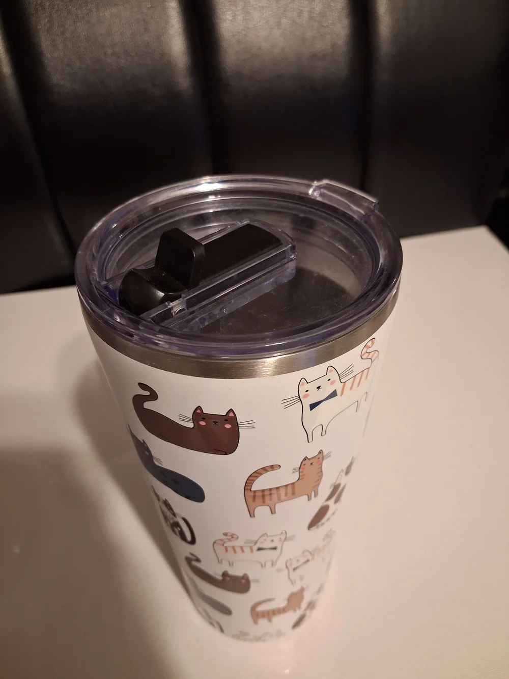 White Cat Pattern Insulated Tumbler - Pets Cat Design